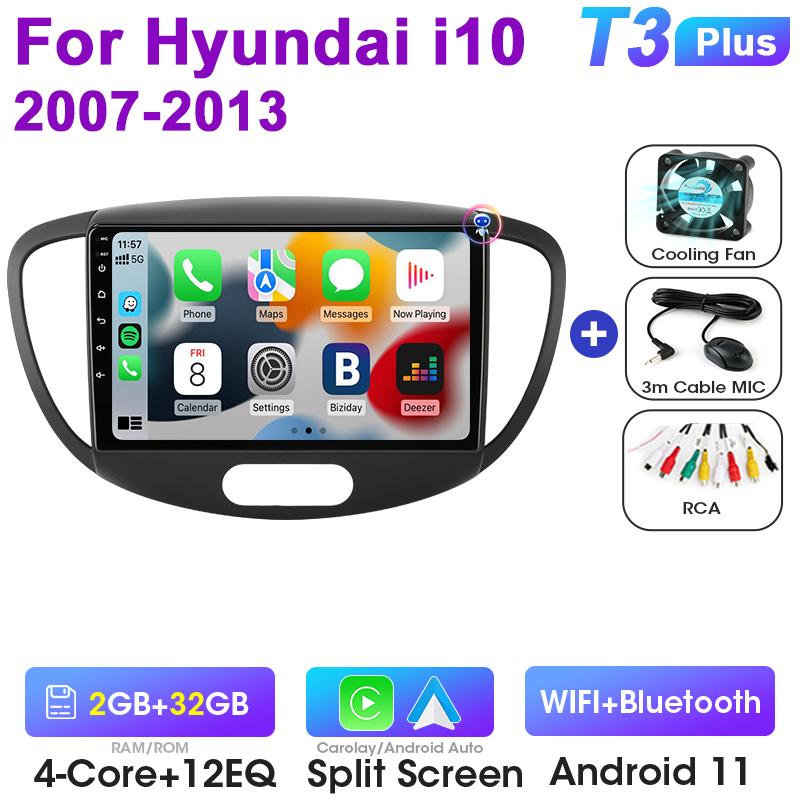 2 Din Android 12 Car Radio For Hyundai I10 2007 - 2013 Multimedia Video Player GPS 4G Carplay Auto Stereo DVD QLED IPS Head Unit