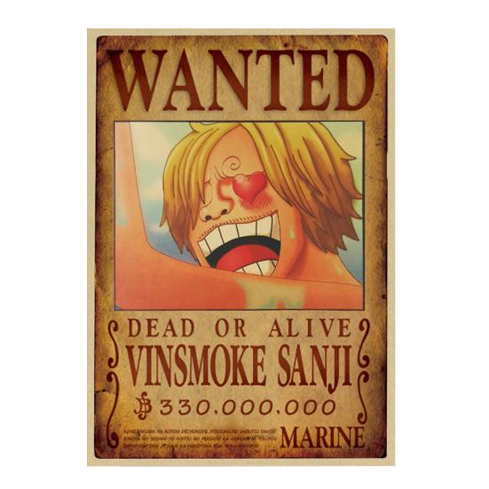 One Piece Affisch med Efterlyst-motiv Vintage Kraftpapper Tapet Dekorativ Målning Gåva