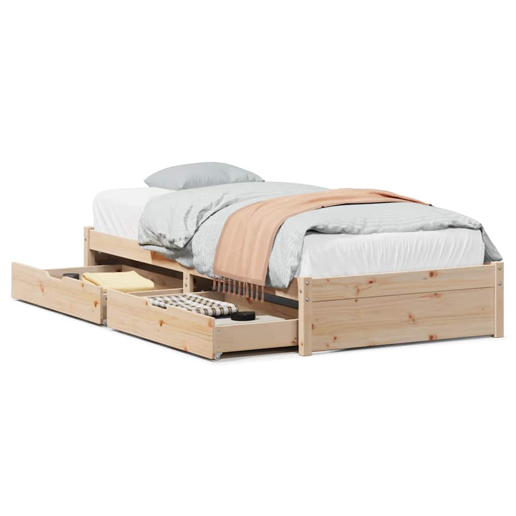 Solid Wood Bed Without Mattress 75 X 190 Cm Pine Wood