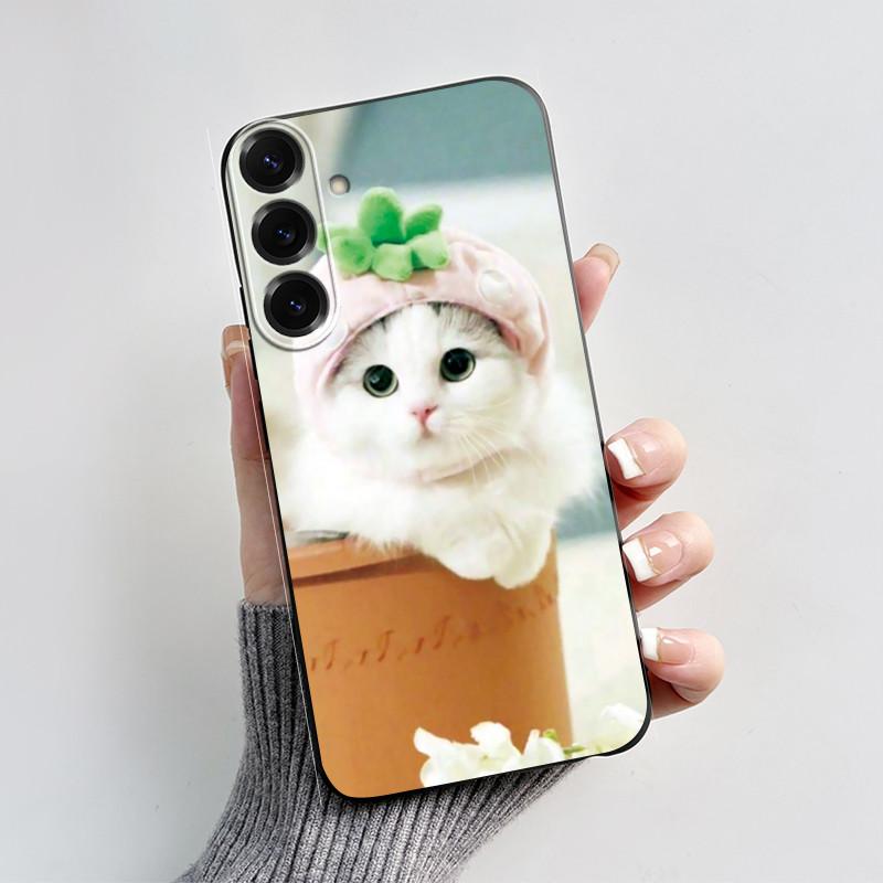 For Samsung Galaxy A26 A36 A56 5G Casing New Design 2024 Heart Printed Black Matte Soft Silicone Protective Cover Case