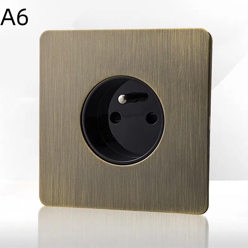 Retro EU Metallplatte Wand Kippschalter Steckdose, Bronzefarbener Antiker Edelstahl Wandschalter