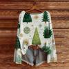 Women's Fashion Christmas Print Lightweight Sweater Casual Long-Sleeve Knit Pullover Top