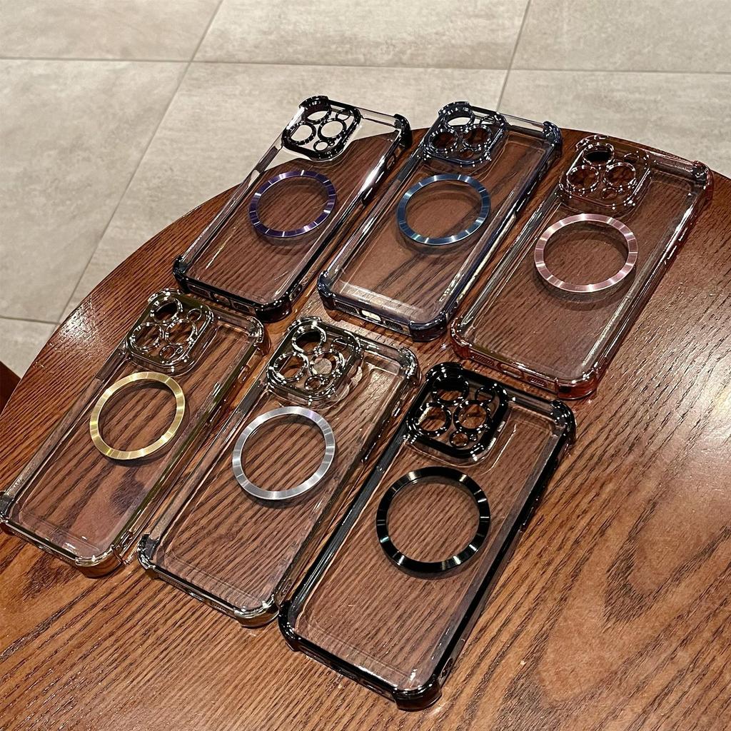 Anti-drop Electroplated Case for IPhone 16PRO IPhone 13 14 Solid Color High End CD Pattern Magnetic Protective Case