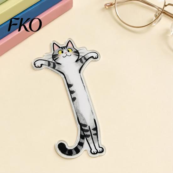 Cat Design Bookmark 5Pcs Acrylic Long Bookmark, Book Mark for Reading Women & Waterproof Men, Decorative Kitten Page Marker, Gifts Readers Lovers