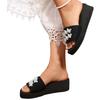 Women's Fashion Plus Size Platform Slide Sandals with Pearl Embellishments Thick Sole Casual Beach Footwear