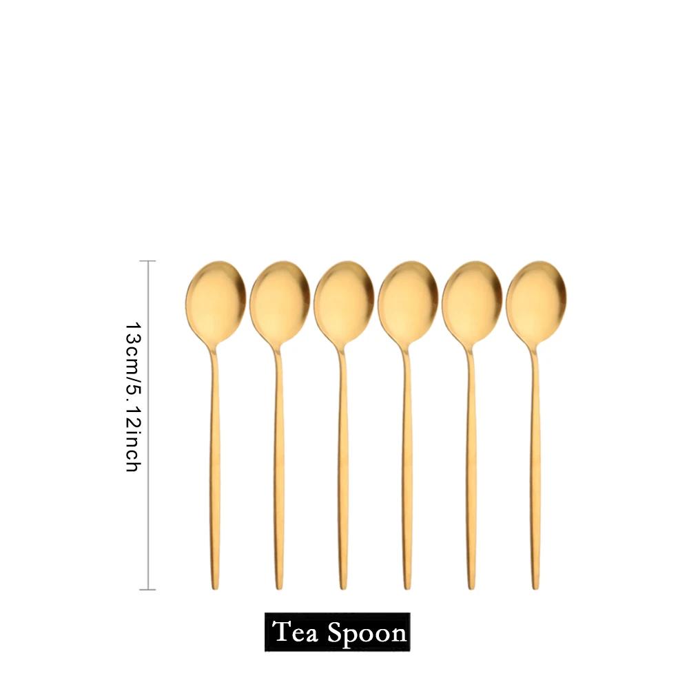 6Pcs Wstern Gold Matte Cutlery Set Stainless Steel Dinnerware Flatware Kitchen Home Dessert Fork Spoon Knife Set Tableware Set