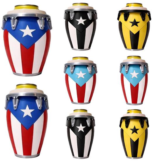 Puerto Rican Flag Conga Style 3D Printed Can Holder, Beverage Insulator, Lightweight 12oz Can Cooler for Parties Beaches Barbecues Caribbean Gift