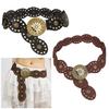 Comfortable Round Disk Waist Belt For Women PU Leather Strap With Ethnic Motifs Everyday Wear