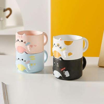 Cat Ceramic Cup Cartoon Cute Mug Stacked Against Cup Cat Cup Household Drinking Water Cup Coffee Cup Gift