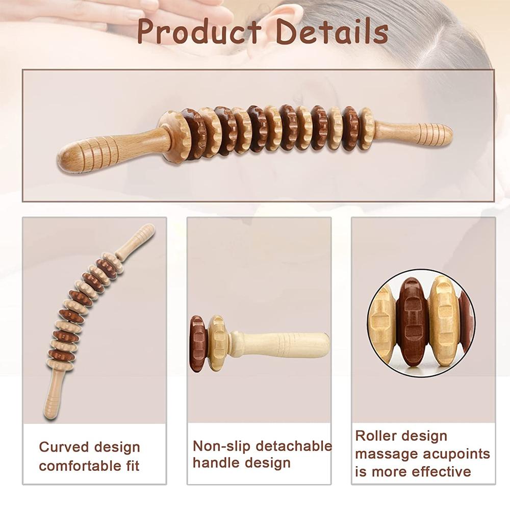 Durable And Safe 1Pc Wood Therapy Massage Toolsmassage Roller Stick Curved Lymphatic Drainage Massager Handheld For Anti Cellulitemuscle Stress