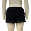 Women Summer Shorts Multi-layered Scattered Hem Ruffle Lace Trim Beach Shorts Lolita Style