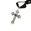 Rhinestone Cross Pendant Necklace Fashion Collar Necklace Jewelry for Women Girl