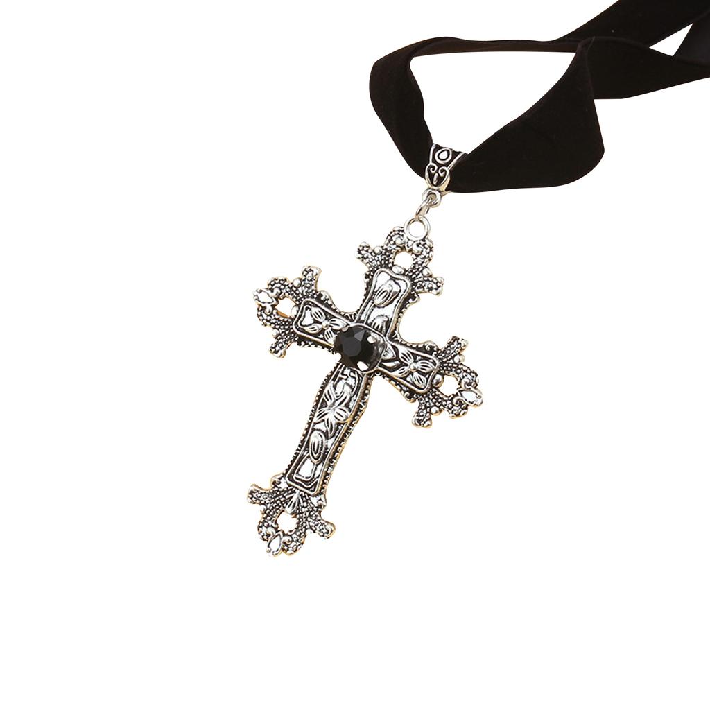 Rhinestone Cross Pendant Necklace Fashion Collar Necklace Jewelry for Women Girl