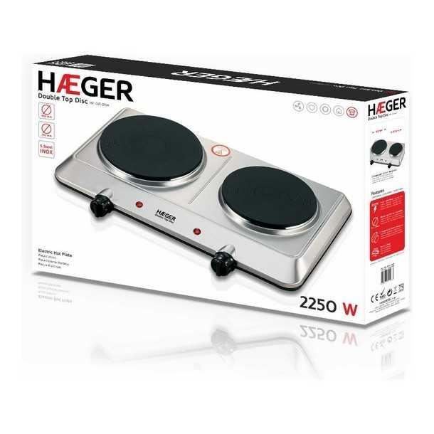 Haeger Double Top Disc Electric Hob 2 Gas Burners 2250W - Haeger - Grey