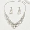 Vintage Übertriebene Halskette, Ohrring-Set, Kristall Edelstein Schlüsselbeinkette, Damen Zweiteiliges Schmuckset, Modeaccessoires.