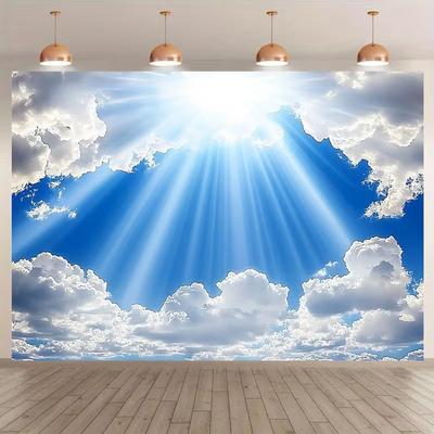 2D Sunbeam Heaven Backdrop, 2D Bright Sky and Clouds Decor