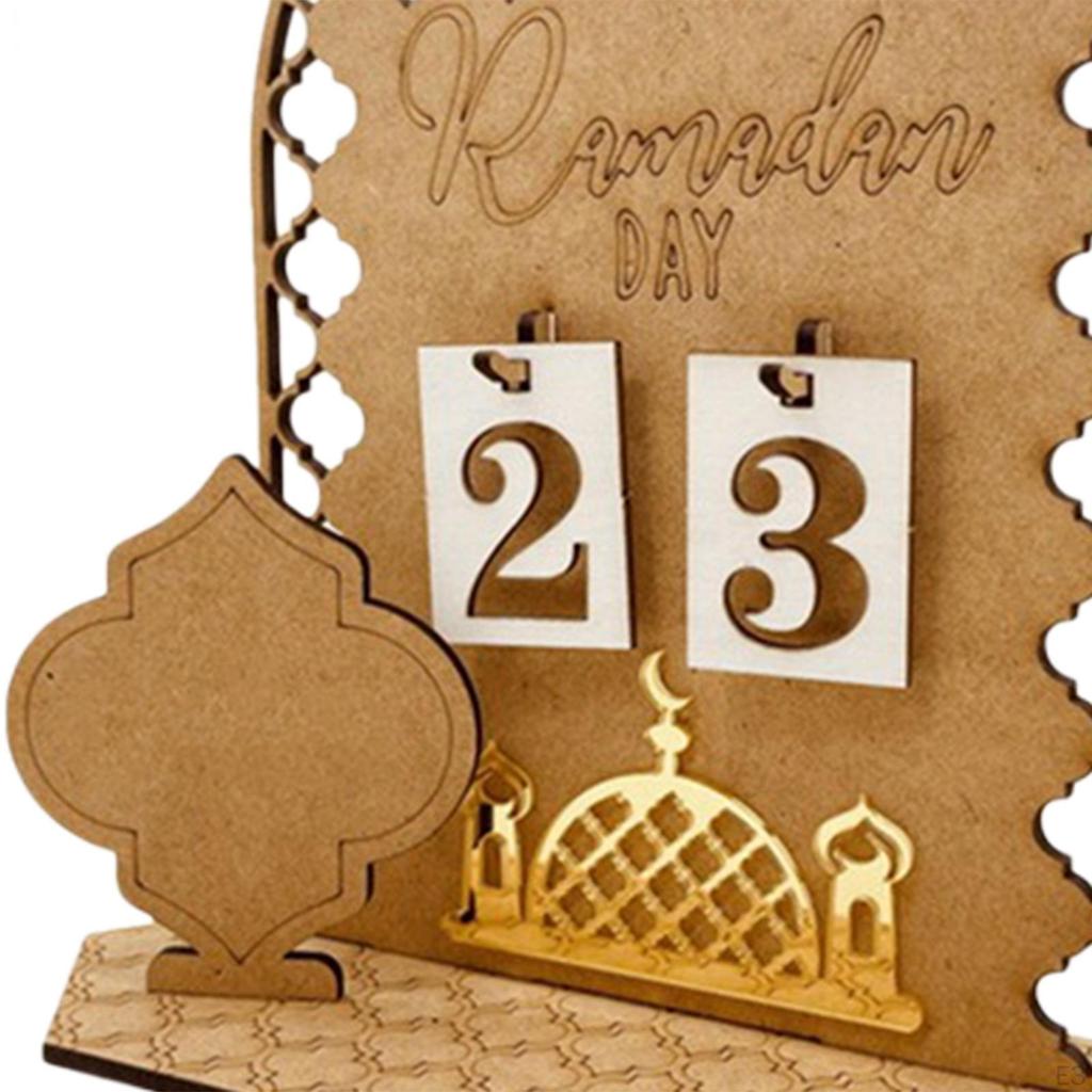 Eid Mubarak countdowns Calendar Decorative Wooden for Centerpiece