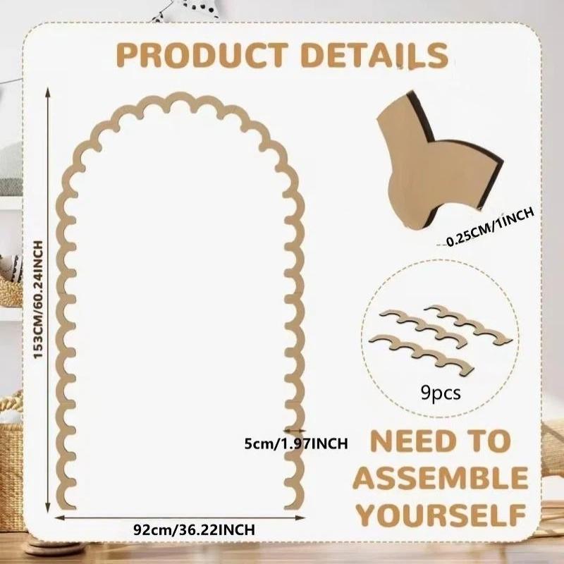 Wood Wall Arch Decor Diy Unfinished Wooden Frame Scalloped Crafts Trim Accent Furniture Molding Kids Room Nursery Decals