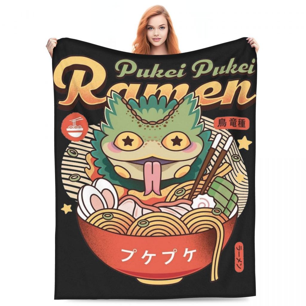 Pukei Pukei Ramen Blanket Monster Hunter Game Travel Flannel Throw Blanket Super Warm Couch Chair Custom Bedspread Gift