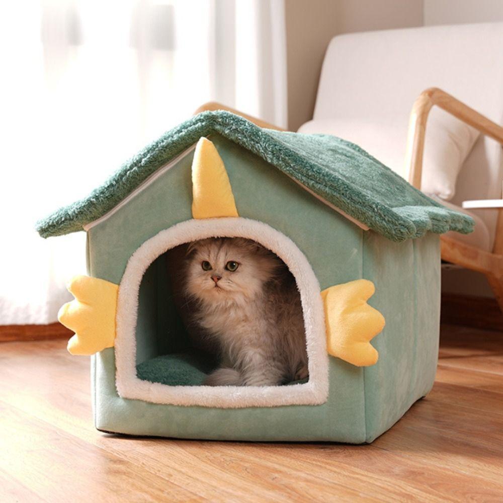 High Quality Cute Dinosaur Winter Sleeping Pet House Warm Puppy Cave Cat Bed Cat Cube Hide House Plus Velvet Sofa Pet Bed House