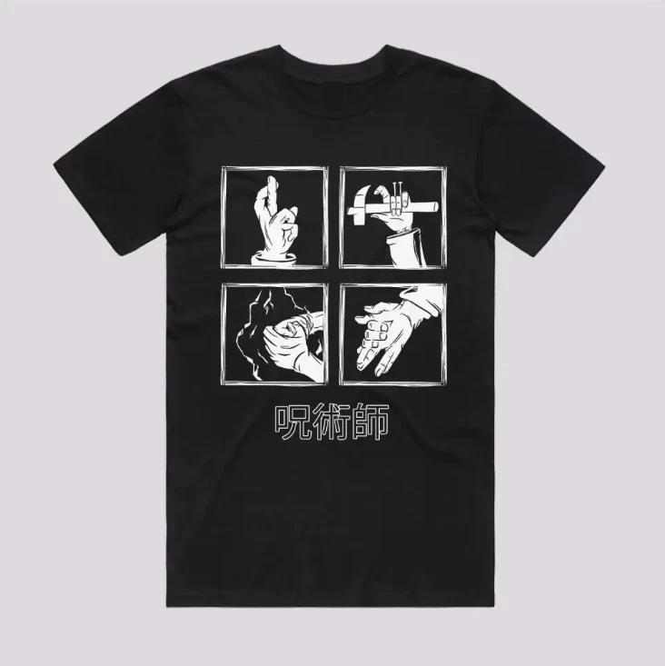 Anime Jujutsu Sorcerers Japanese Style Black Tshirt Size S4XL S