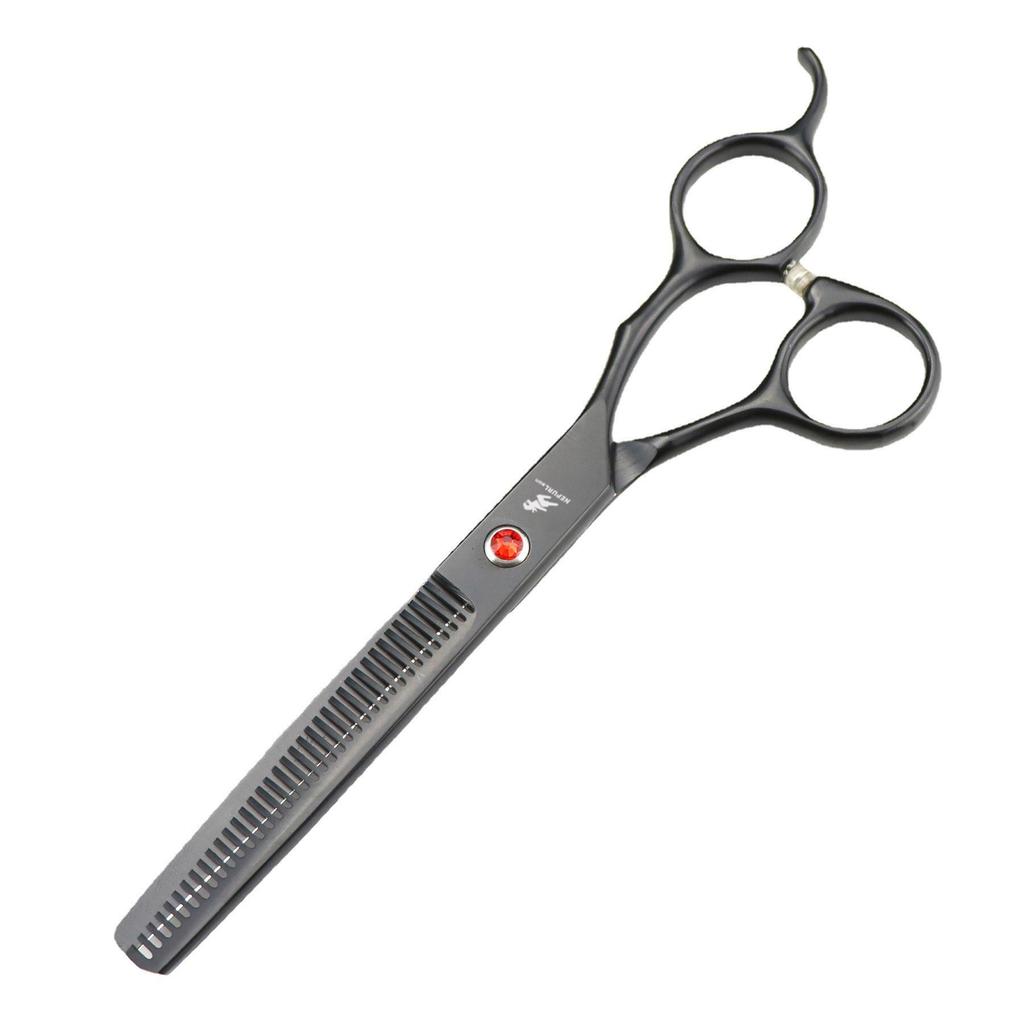 7.0-inch Black Baked Paint 5-piece Pet Grooming Scissors Set with Comb and Clippers