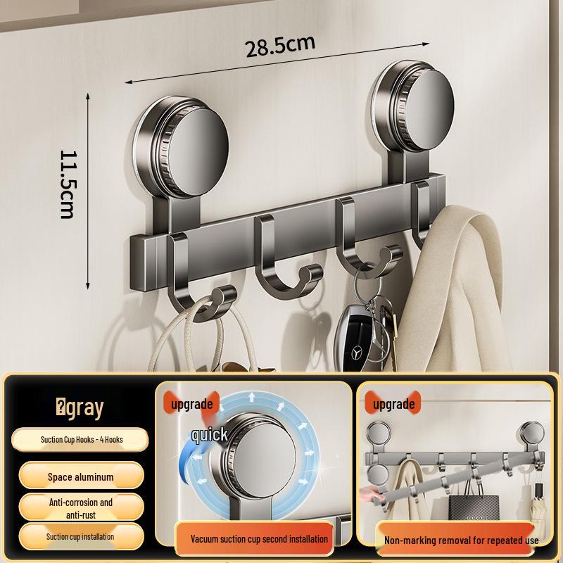 Strong Adhesive No-Drill Suction Cup Door Hook for Clothes and Storage