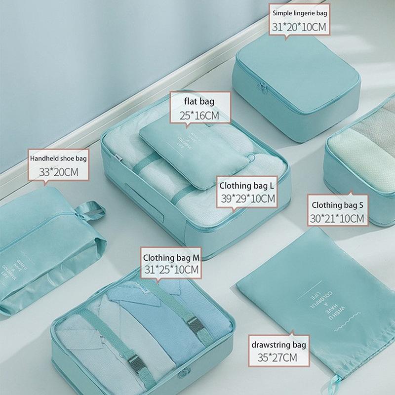 7Pcs/Set Folding Travel Storage Bags Digital Toiletries Shoes Clothes Organizer Suitcase Clothes Tidy Pouch Packing Cubes Set