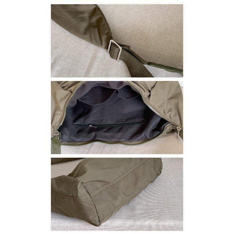 Large Capacity Nylon Shoulder Bag Women Casual Crossbody Sling Bag Lightweight Everyday Tote with Wide Adjustable Strap Crescent Bag