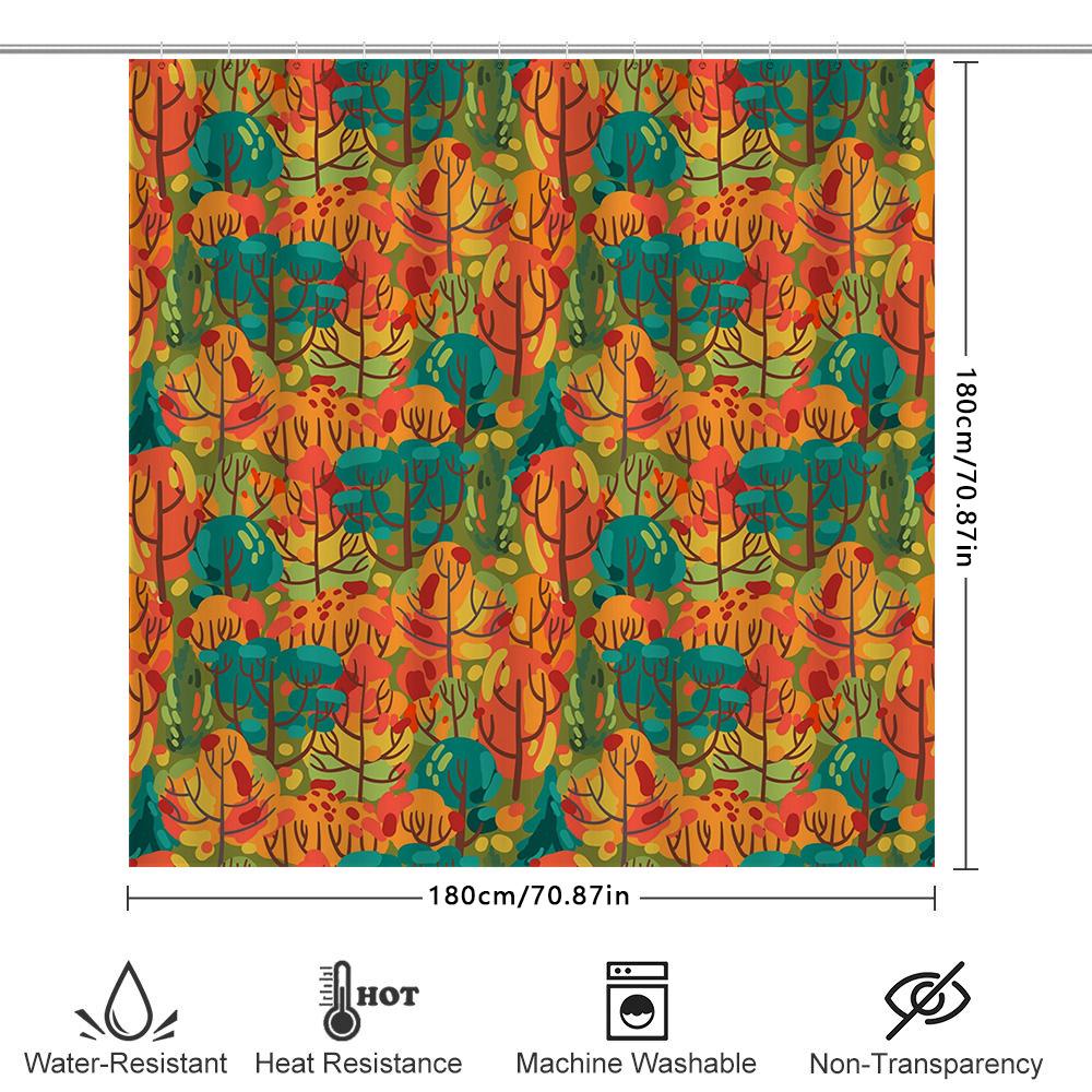 Bright Tree Pattern Shower Curtain Autumn Colorful Leaf Print Waterproof Bath Decor Modern Design Decoration For Home Bathroom