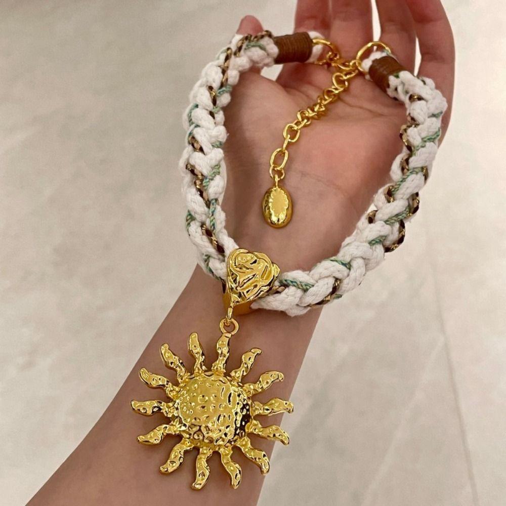 Coarse Braid Rope Weave Choker Exaggerated Wide Clavicle Chain Ethnic Style Necklace  Women