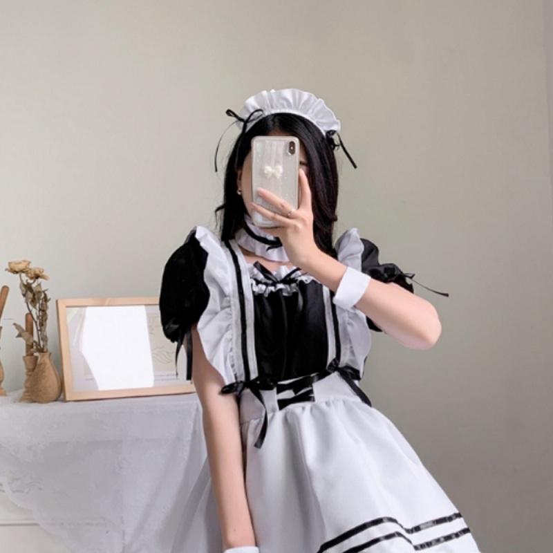 New Cosplay Red Wine Sweetheart Maid Dress Cute Maid Dress
