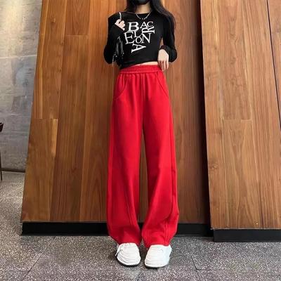 Plus Velvet Casual Loose Straight High Waist Wide-leg Pants Large Size Women's Autumn and Winter