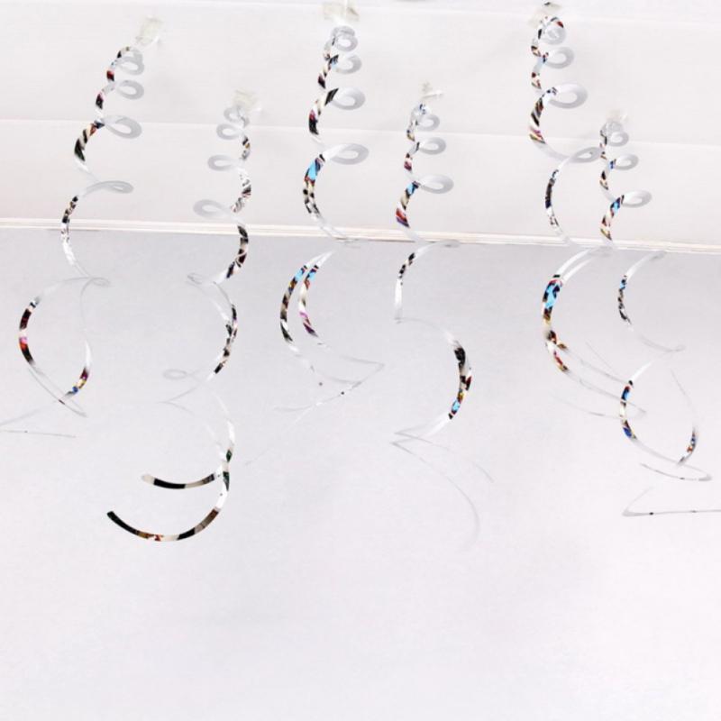 6pcs Spiral Pendant Dangling Swirls Wedding Balloons Garland Wall Hanging Decoration Birthday Party Christmas Halloween Decors