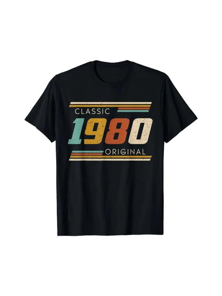 Men's Summer 43 Years Classic 1980 Printed Pattern Limited Edition T-shirt Retro Best Birthday Gift Fashion Large Men's T-shirt