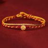 999 Pure Gold Women's Red String Horse Bracelet with Luck Bead