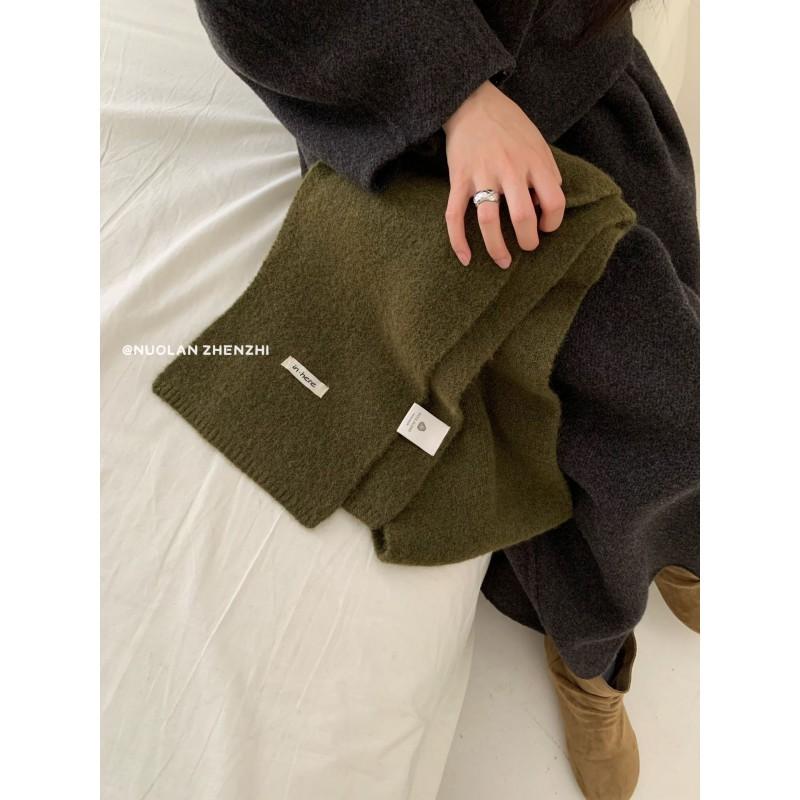 Soft Wool Blend Knit Scarf Women Winter Warm Solid Color Long Plain Shawl Fashionable Everyday Accessory