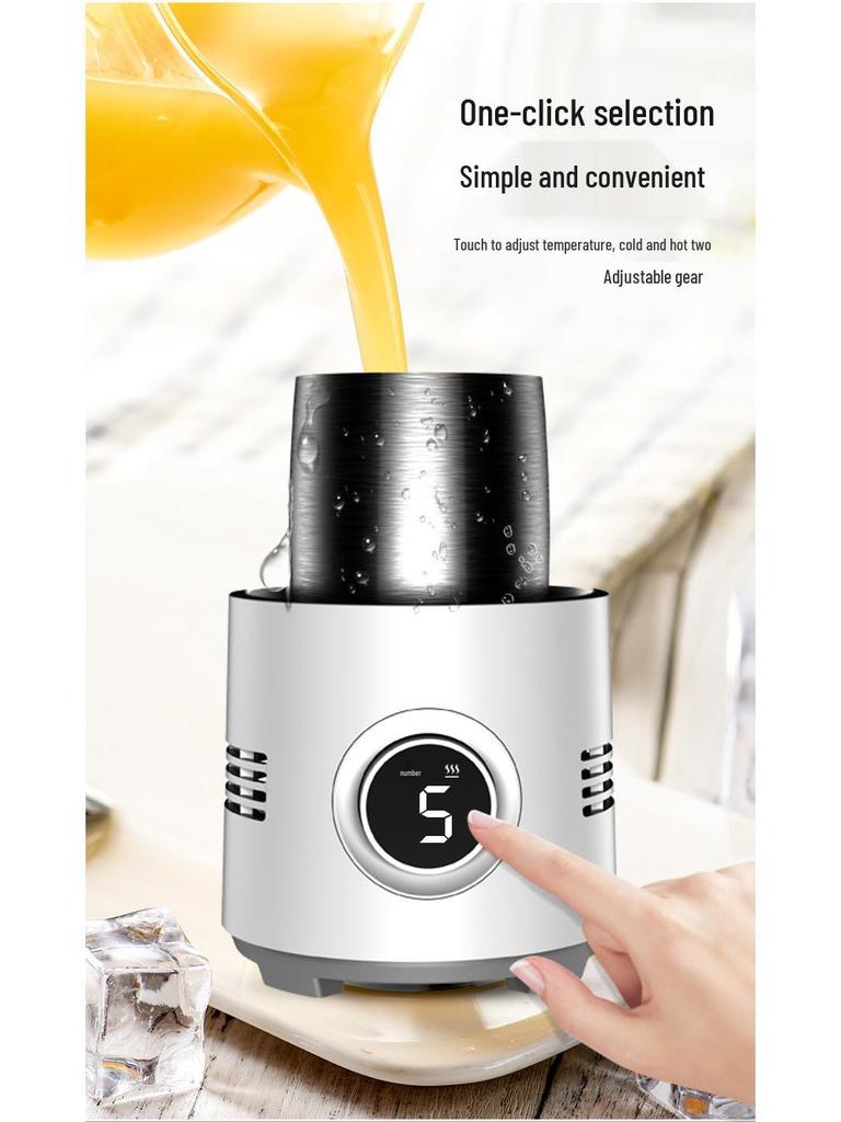 Desktop Hot & Cold Cup: Refrigerates and Heats for Milk, All-in-One Rapid Cooling & Heating with Iced Insulation. Perfect for Home Use.