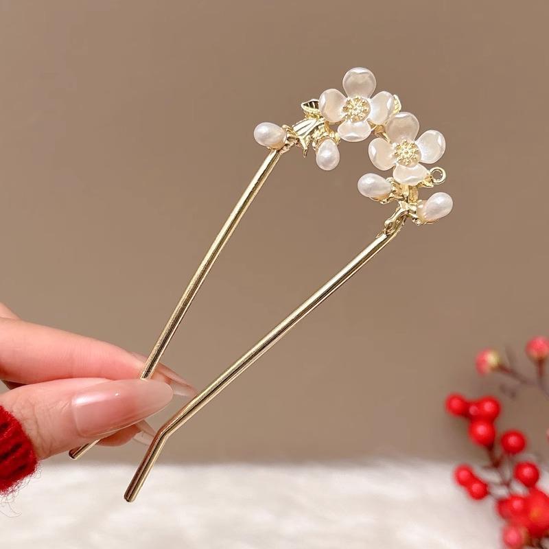 Elegant U-Shaped Chinese Hairpin: Women's Bun Tool, Decorative Insert Comb, Premium Hair Accessory