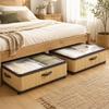 60L Under Bed Storage with Wheels, Pack of 2, 23cm Height, Natural