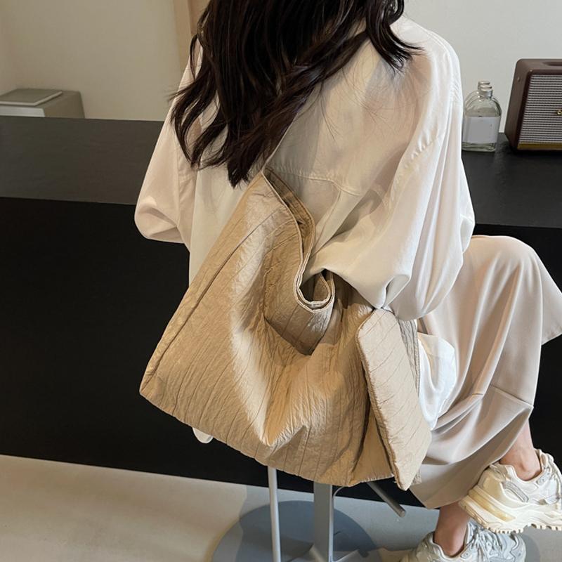 Canvas Tragetaschen Geldbörse für Damen Weiche Faltbare Schulterhandtaschen mit Münzfach Lässige Pendler Shopper Tragetaschen KTY