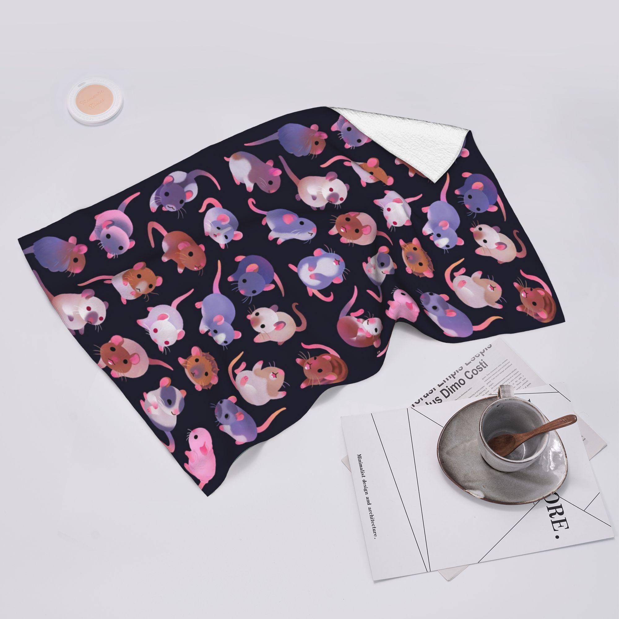 Ka Chen Muxi Dark Fancy Rat - Soft Face Towel Quick Dry Pool Bath Cotton Towels Absorbent