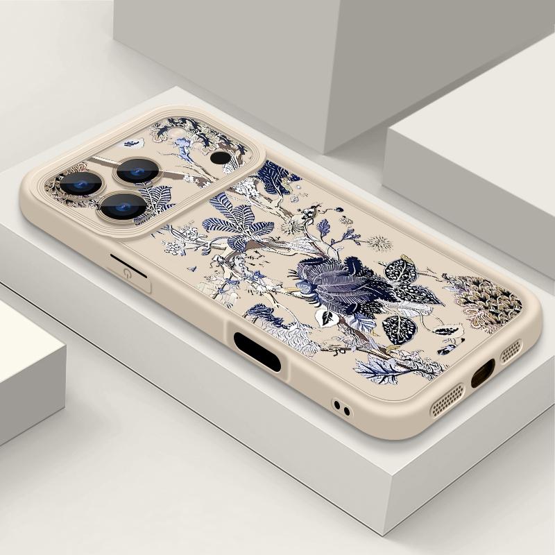 For iPhone 17 Pro Max Case Luxury Retro Dark Floral Pattern Shockproof Bumper Soft Silicone Cover For iPhone 16 15 14 13 Pro 12 11 16E Air