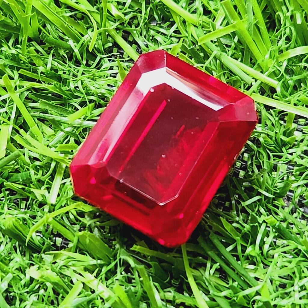 64.80 Ct Heated Ceylon Red Ruby Emerald Cut Faceted Loose Gemstone