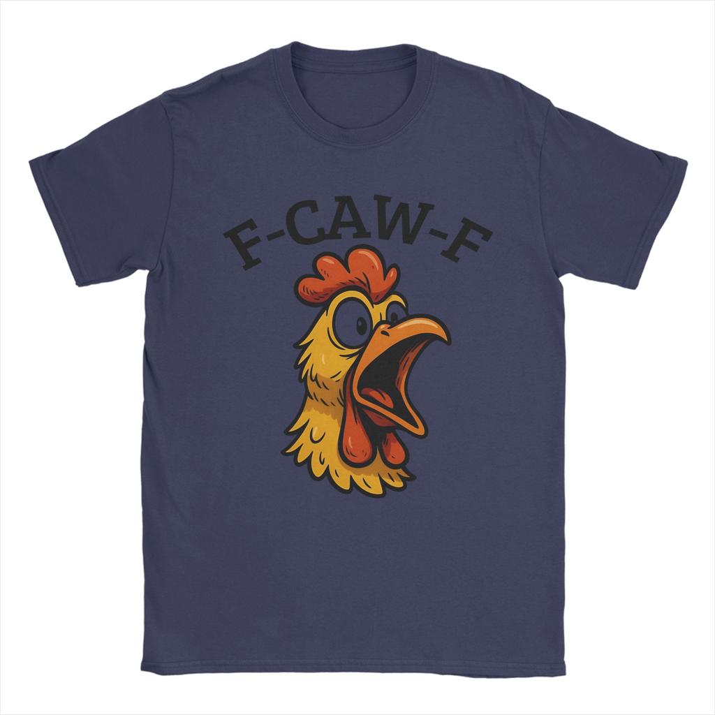 Funny F-Caw-F Screaming Chicken Meme T-Shirts for Men  Awesome 100% Cotton Tee Shirt Round Neck Short Sleeve T Shirt Unique Tops