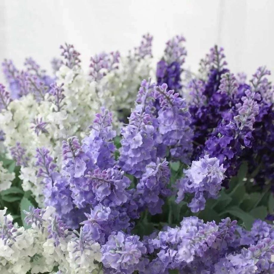 1 Pcs Artificial Lavender Flowers Leaves Bouquet Home Wedding Garden Decor Flowers