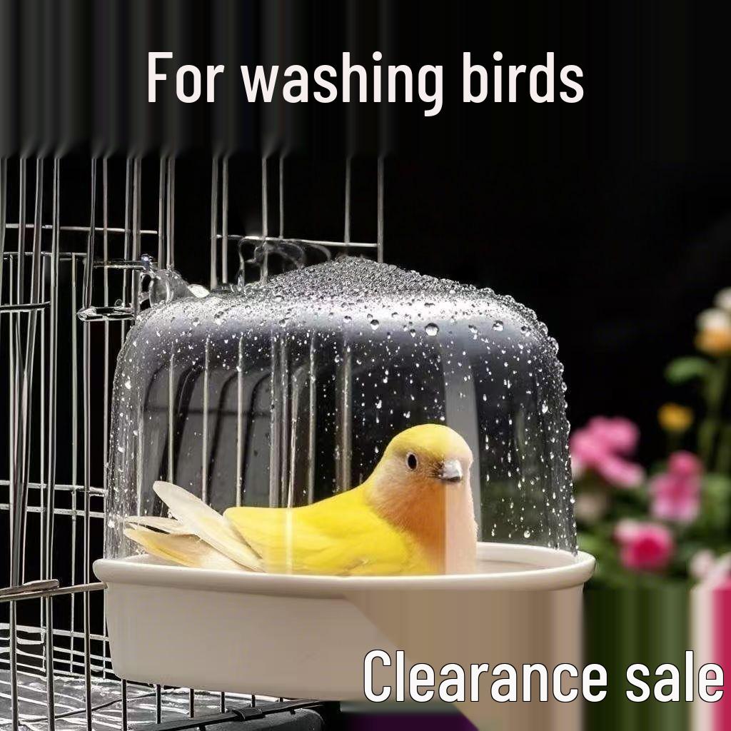Transparent Large Bird Bath Box for Myna, Cockatiel, Lovebird, and Budgie - Toy Bather