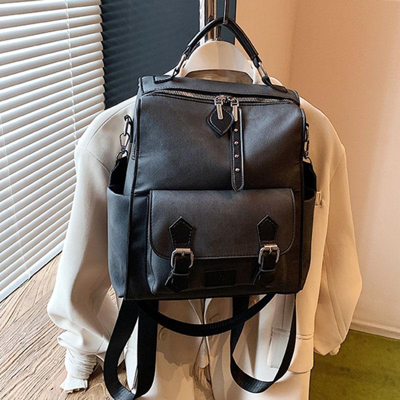 

Рюкзак женский новый ретро простой универсальный студенческий школьный рюкзак женский дорожный рюкзак тренд чёрный