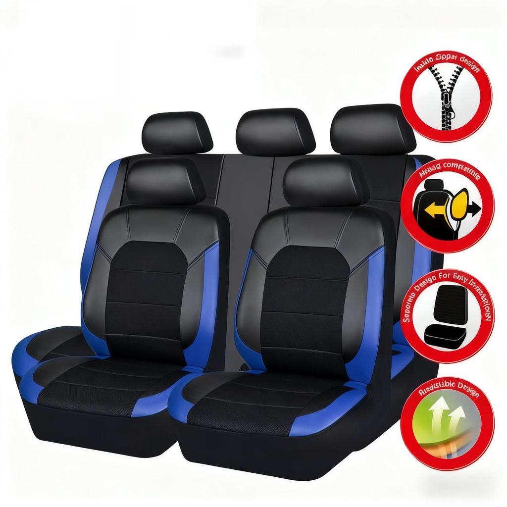 Car Pu Universal Seat Leather Cover With Diamond Quilting Design