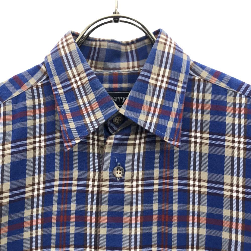 Burberrys 90s Check Pattern Long sleeve shirt Blue Custom-made Old Men's Used